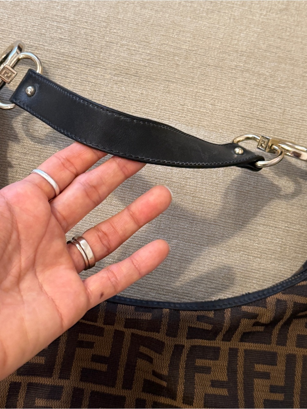 Fendi Brown and Black FF Canvas Hobo with Gold Hardware - Picture 5 of 9